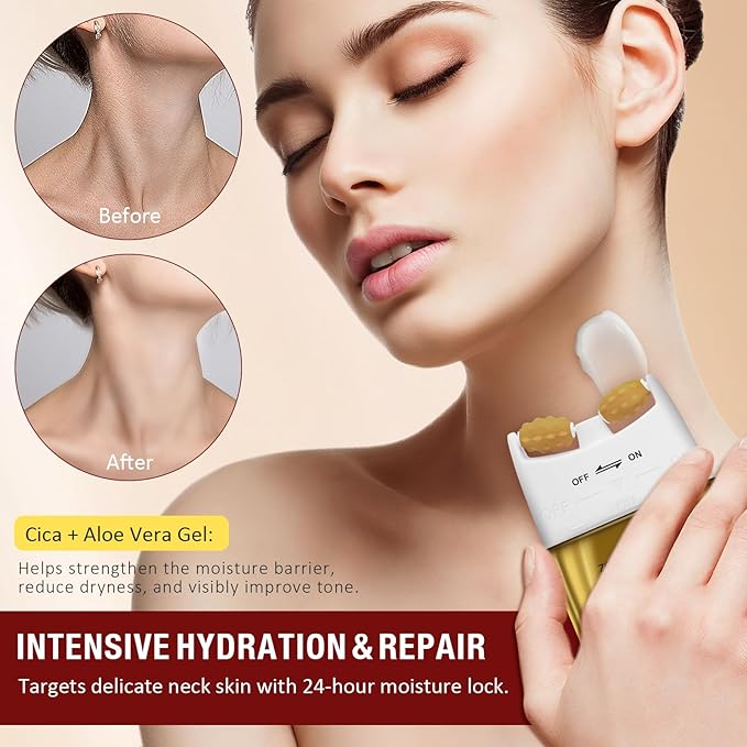 AH-8 Firming Neck Cream with Roller - Anti-Aging Moisturizer for Neck & Chest - Lifts, Tightens, Deeply Hydrates, Reduces Fine Lines & Wrinkles - For Crepey, Sagging Skin - 4.23 fl.oz