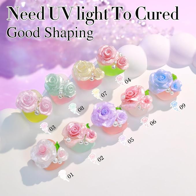 Double Rhythm 3D Nail Gel Pearl Solid Sculpting for Nail Art Non-Sticky Hard for Building Carving Molding Extension Soak Off UV/LED Nail Art Salon Home DIY 0.5 Oz (Purple-Silk 05)