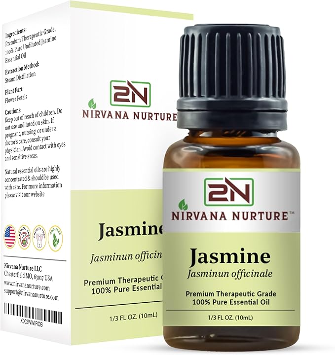 Jasmine Essential Oil 100% Pure Premium Therapeutic Grade, Undiluted - Aromatherapy Diffuser for Calm and Relaxation, Skin Care, Hair Care