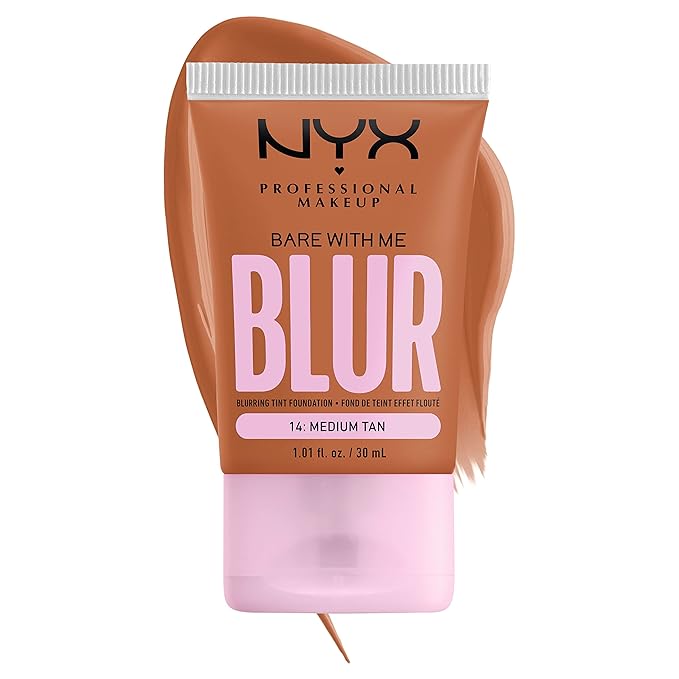 NYX PROFESSIONAL MAKEUP Bare With Me Blur Skin Tint Foundation Make Up with Matcha, Glycerin & Niacinamide - Medium Tan