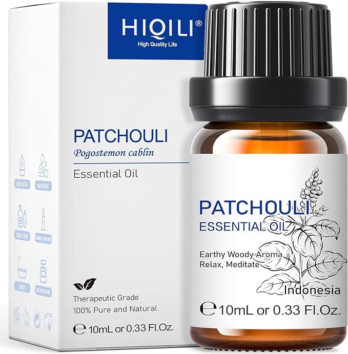 HIQILI 0.33Fl Oz Patchouli Essential Oil,100% Pure for Diffuser,Perfume DIY, Candle Soap Making-10ml