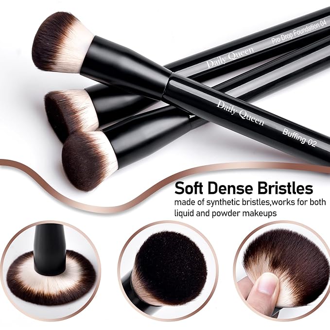 25 pcs Makeup Brush Set Holder Black Professional Kabuki Powder Concealers Eye shadows Blush Eyeliner Eyebrow Contour Eye blending Brushes (25pcs brush with holder)