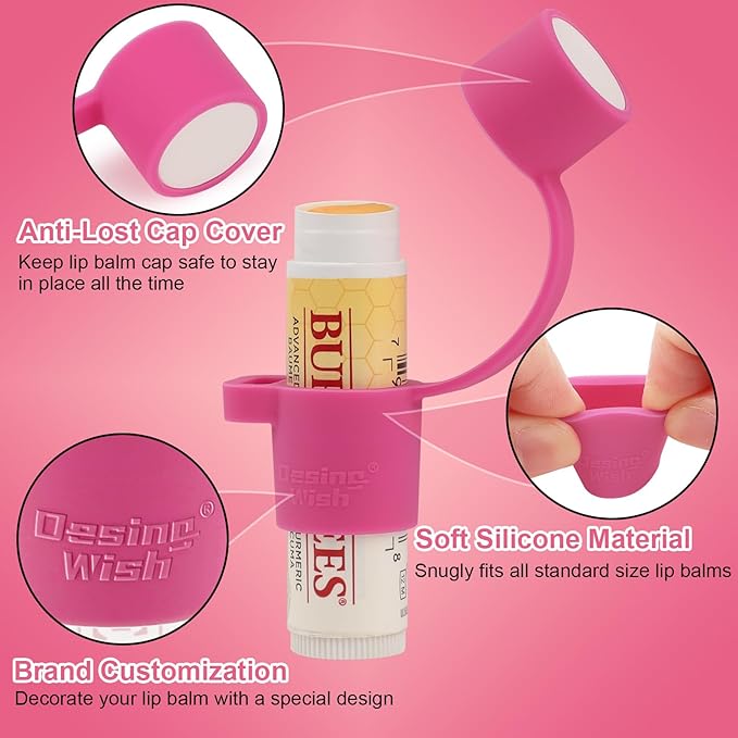 Desing Wish Silicone Lip Balm Holder with Cap Cover Portable Chapstick Holder Keychain Sleeve Lip Balm Key Chain with Key Ring and Wrist Strap Lanyard - Mint Green