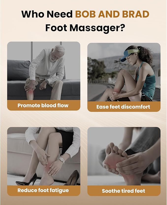 BOB AND BRAD Foot Massager Machine with Heat and Remote, Fits up to Men Size 14, Electric Shiatsu Deep Kneading Foot Massager, Relieve for Plantar Fasciitis and Neuropathy Pain