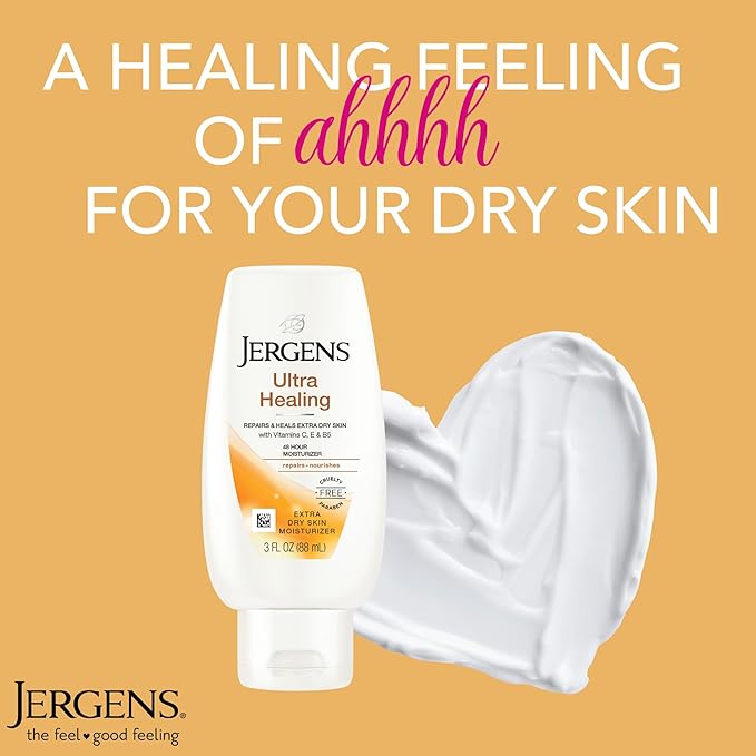 Jergens Ultra Healing Moisturizer for Dry Skin, Hand and Body Lotion, with Hydralucence Blend, Vitamins C, E and B5, 3 Oz, Pack of 8