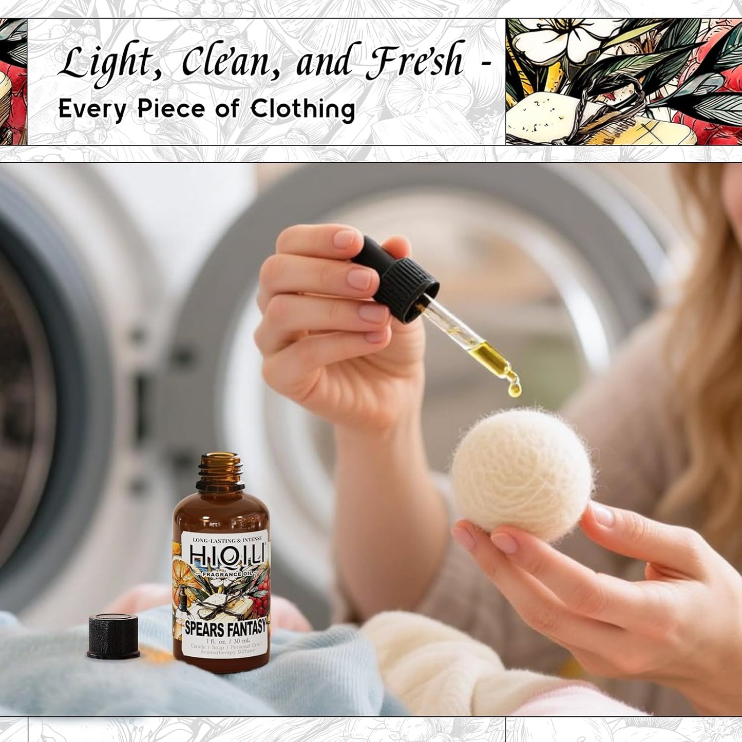 HIQILI Spears Fantasy Fragrance Oil for Home Diffuser, White Chocolate‌ & Cupcake‌ Scents, DIY Soap, Candle, Perfume Making, Long Lasting - 1 Fl Oz