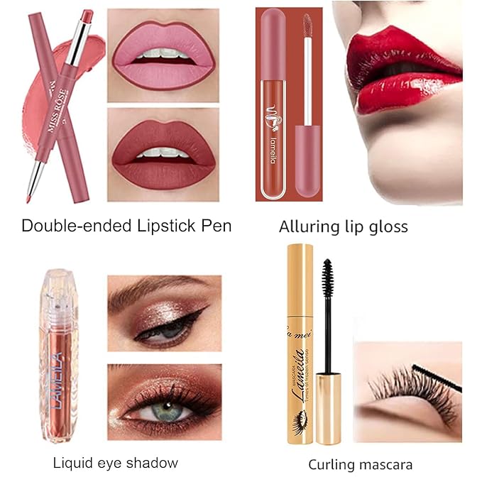 All in One Makeup Kit for Women - Full Professional Kit With Pressed Powder, Blush, Eyeliner, Eyeshadow, Mascara, Lip Gloss and Lipstick (Pink)
