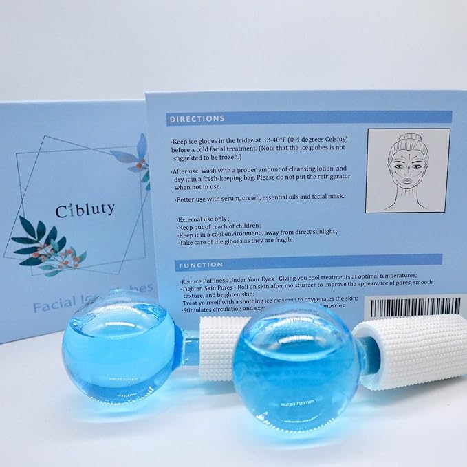 ICE Globes for Facial, 2 PCS Facial Globes for Massage Tool, Facial Roller Cold Skin Massagers, Tighten Skin, Reduce Puffiness and Dark Circles, Enhance Circulation