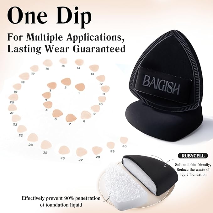 Makeup Sponge 1 Powder Puff +1 Smooth Foundation Brush for Liquid, Cream and Makeup,Super Soft, Makeup Blender, Latex Free Seamless Flawless Soft Setting Couple Set