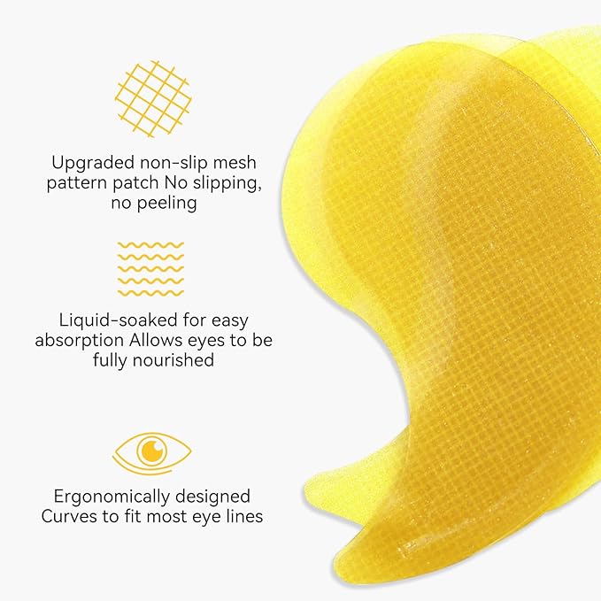 LANBENA 24K Gold Under Eye Patches(30 Pairs) -Cooling Eye Masks for Fine Lines Reduce, with Caffeine Niacinamide Tetrapeptide Hydra-Gel Collagen, Puffy Eyes & Dark Circles & Eye Bags Treatment