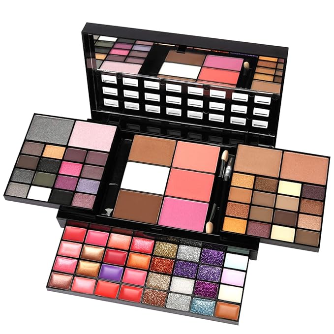 All in One Makeup Kit for Women Full Kit Girls Makeup Gift Sets Xmas Essential Bundle Include Eyeshadow Palette Lipstick Blush Concealer Eyeliner Mascara Foundation Brush Eyebrow Pencil
