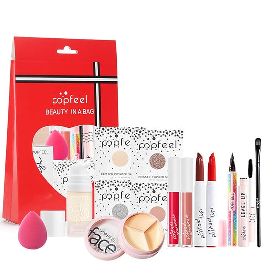 All in One Makeup Kit, Full Starter Essential Makeup Kit for Women Beginners Includes Foundation Concealer Lipgloss Mascara Eyeliner Pencil Powder Shadow Set