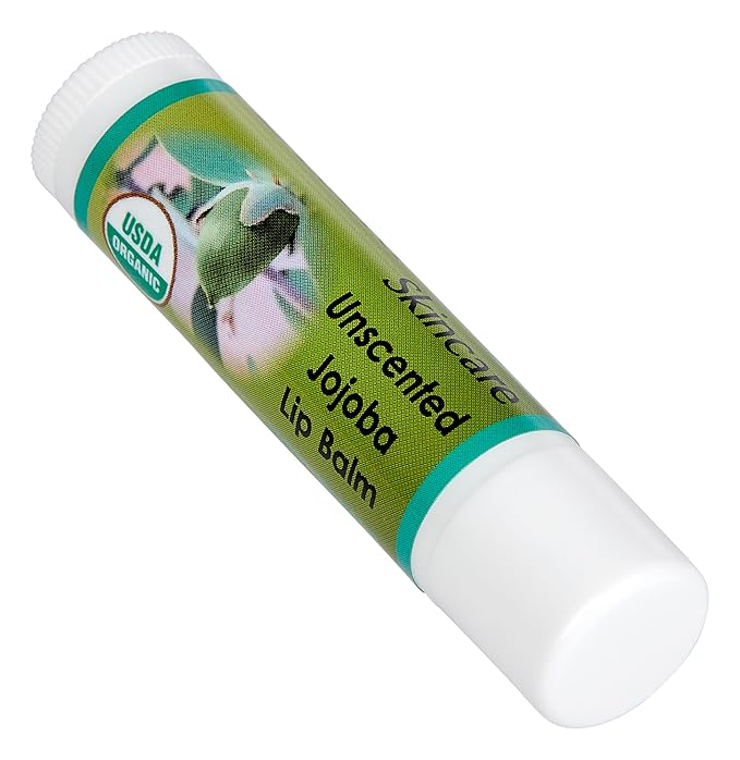 USDA Organic Unscented Lip Balm 2 Pack - Over 70% Pure Organic Jojoba Oil and Organic Beeswax, Soothes and Softens Dry, Cracked, and Sensitive Lips, No Added Scent, No added Taste 15 oz/4.6 gm