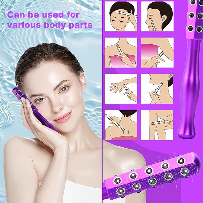 2025 Beauty Roller – Germanium Stone Face Sculpting Tool, Uplift Facial Massaging Beauty Tool, Firming Massage Wand for Skin Tightening, Portable Cooling & Sculpting (Purple)