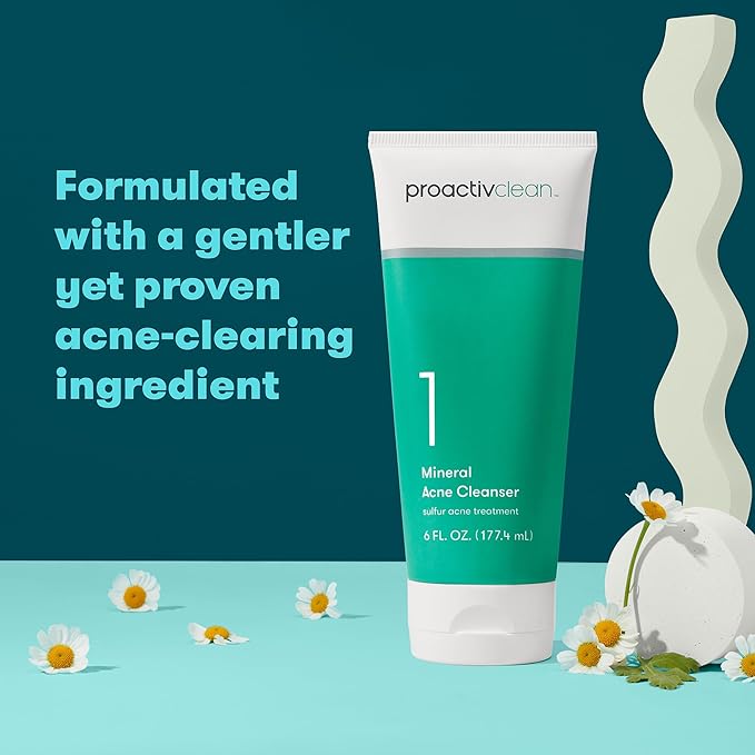 Proactiv Clean Mineral Acne Cleanser- Sulfur Acne Treatment Face Wash for Sensitive Skin- Gentle Daily Acne Cream Facial Cleanser with Soothing Chamomile- 6oz