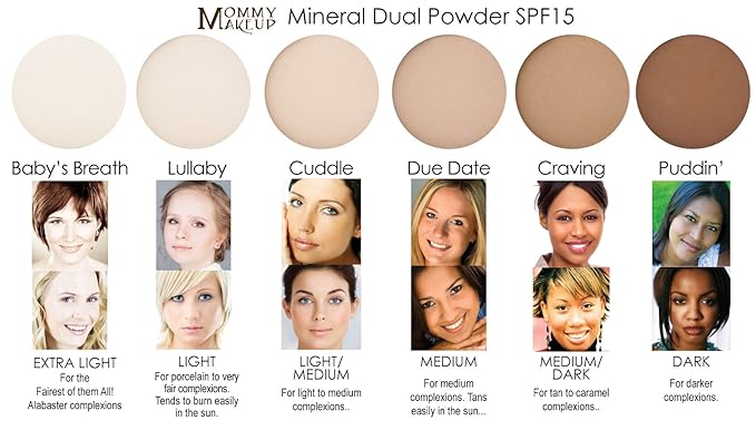 Mineral Dual Powder in Cuddle (Light/Medium) | 4-in-1 Pressed Mineral Foundation with SPF 15 for Flawless Glow & Soft Looking Skin | Oil Free, Talc Free, Gluten Free | 0.45 Oz | by Mommy Makeup