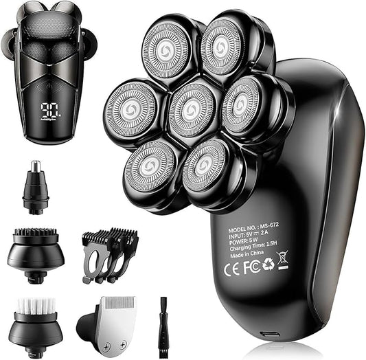 Head Shavers for Bald Men: 5-in-1 Electric Razor - IPX7 Waterproof Shaving Grooming Kit for Balder - Turbo Speed & Precision Blades