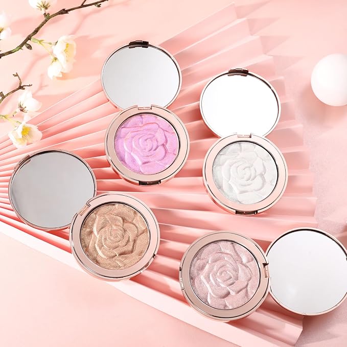 Highlighter Makeup, Cream Highlighter, Face Highlighter, Long Lasting Glitter Highlighter Makeup Palette - Purple Highlighter Makeup