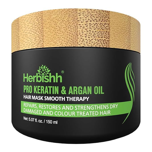 Herbishh Argan Hair Mask-Deep Conditioning & Hydration For Healthier Looking Hair- for very Dry, Weak, Stressed Out Hair, No Sulphates, No Parabens (150 ML)
