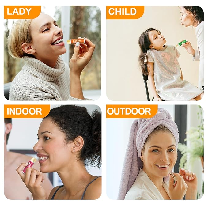 20 Pack Natural Lip Balm Bulk with Vitamin E and Coconut Oil Valentine's Day best choice - Moisturizing, Soothing, and Repairing Dry and Chapped Lips - 10 Flavors - Non-GMO