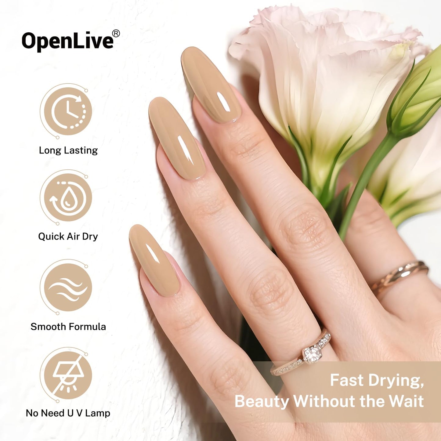 16.5ml Nude Brown Nail Polish Large Volume Quick Drying Nail Polish, Fast Drying and Long Lasting Color Nail Art DIY Home Manicure Gift for Women