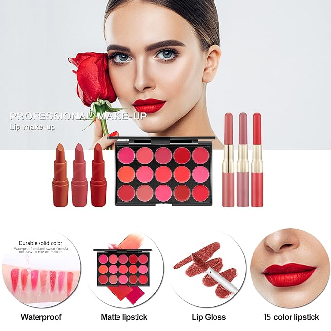 M All In One Makeup Kit, Makeup Kit for Women Full Kit,Multipurpose Women's Cosmetics Set,Beginners and Professionals Alike,Easy to Carry(DLS-Black)