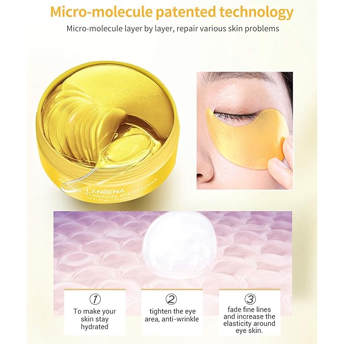 30 Pairs Hyaluronic Acid Collagen Eye Mask,Moisturizing Brightening Eye Mask, Eyes Treatment for Reducing Dark Circles, Lighten Wrinkles Anti-Aging, Fine Lines Eye Bags Puffiness for Women Men