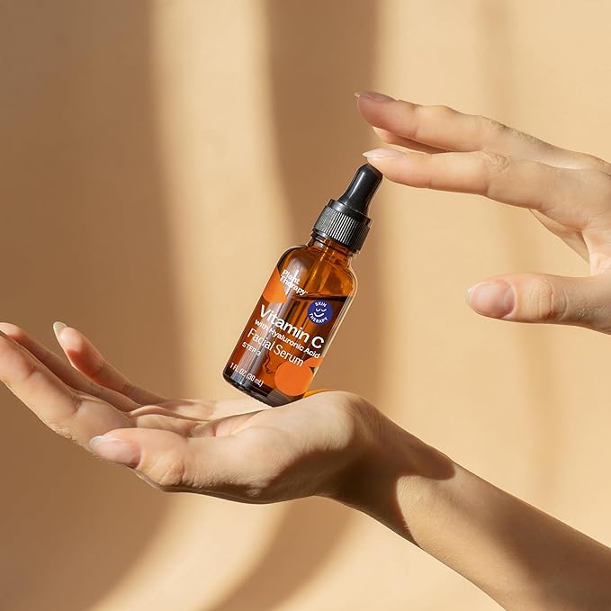 Plant Therapy Vitamin C Face Serum & Hyaluronic Acid, Anti-Aging Serum with Ferulic Acid, Vitamin E, Serum for Fine Lines & Wrinkles, 1 oz