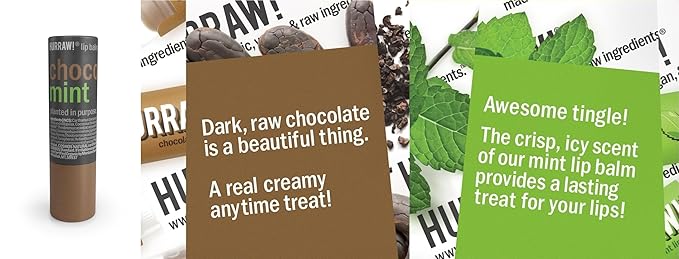 Hurraw! Chocolate & Mint Lip Balm, 3 Pack: Plastic-Free with new cardboard push-up tube. Certified Organic, All Natural Origin, Vegan & Cruelty Free. Gluten, Bee, Shea, Soy & Palm Free. Made in USA