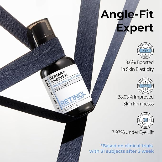 CNP Retinol PCL Eye Treatment Serum (0.5 fl.oz/ 15ml) - DermaAnswer Tension Angle-Fit Ampule, Under Eye Tightening, Firming, Korean Night Skincare, Fine Lines and Dark Circles
