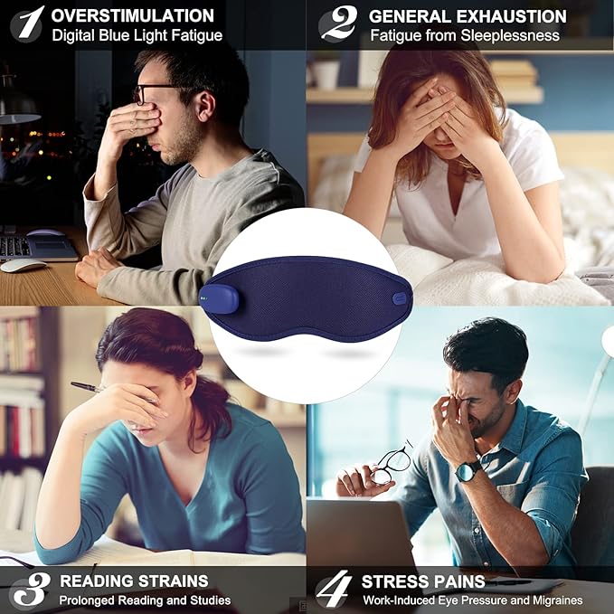 Heated Eye Mask, USB Eye Mask for Dry Eyes, Sleep Mask for Men Women, Portable Professional Electric Warm Eye