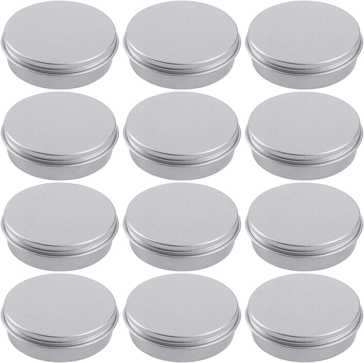 4 Ounce Aluminum Tin Jar Refillable Containers 120 ml Aluminum Screw Lid Round Tin Container Bottle for Cosmetic,Lip Balm, Cream, 12 Pack.