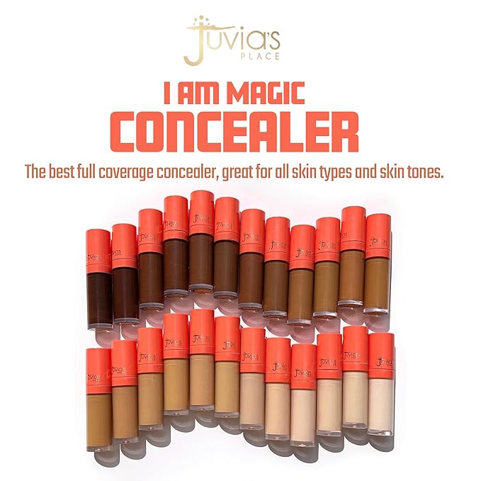Juvia's Place I Am Magic Liquid Concealer J3 - Deepest Dark w/Warm Undertone / 0.34 fl oz, Full Coverage Concealer, Makeup Concealer, Hydrating Concealer, Waterproof Concealer, Long Wear Concealer