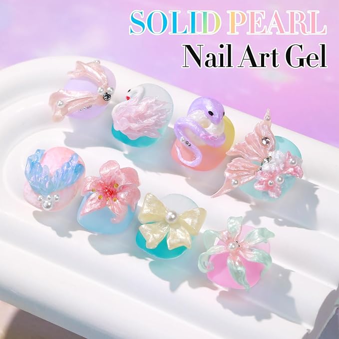 Double Rhythm 3D Nail Gel Pearl Solid Sculpting for Nail Art Non-Sticky Hard for Building Carving Molding Extension Soak Off UV/LED Nail Art Salon Home DIY 0.5 Oz (Purple-Silk 05)