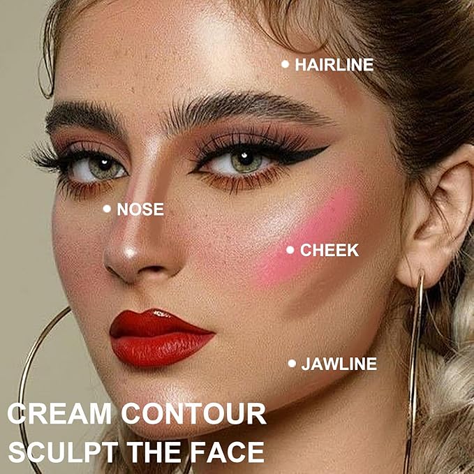 3 Pcs Face Contour Stick Kit, Matte Finish Face Stick Trio with Bronzer Blush Highlighter and Brush, Long Lasting Waterproof Cream Beauty Wand Makeup Set for Sculpt Glowing Face Look (#5, 6, 15)