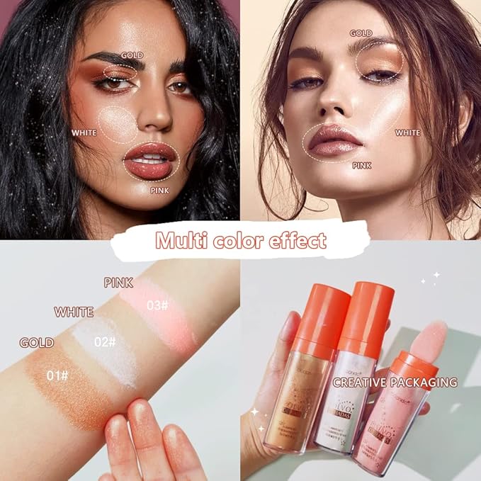 Highlight Polvo De Hadas, Fairy Highlighter Powder, Brightening Whole Body, Natural Three-Dimensional Face Contouring Clavicle Pat Powder, Highlighter Makeup (Gold)