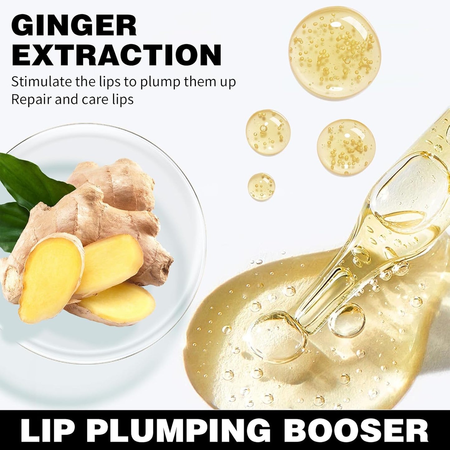 Erinde Lip Plumper Gloss, Natural Ginger Lip Plumping Booster, Ultra-Hydrating & Nourishing Plump Lip Plumper, Glossy Finish Fuller Lip Plumping Oil for Women Girls, G02