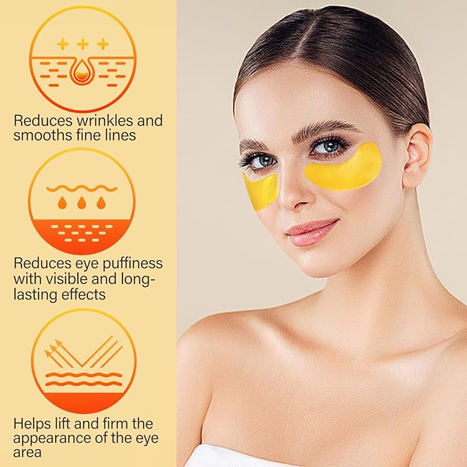 30 Pairs Under Eye Patches,Gold Under Eye Mask,Eye Masks Skincare Enriched with Collagen,Eye Patches for Puffy Eyes and Dark Circles,Undereye Bags,Reduce Wrinkles,Anti-Aging