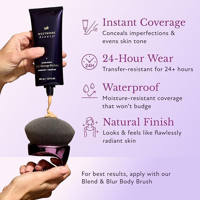 Westmore Beauty Body Coverage Perfector – Waterproof Leg & Body Makeup - Tattoo Cover Up Makeup - 7 Oz (Natural Radiance)