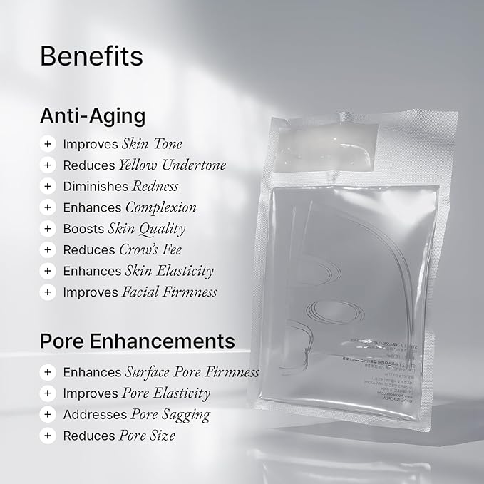 House of B Glow Glutathione 2-Step Face Film Set for Wrinkle Reduction & Skin Tone Enhancement, Shine Your Light with 12 Counts Korean Mask