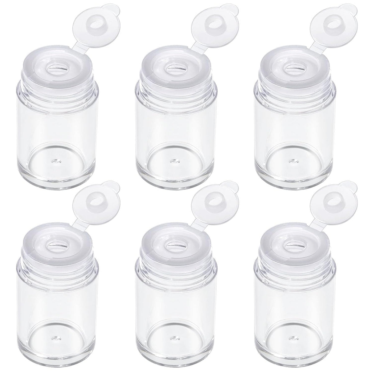 RAYNAG 6 Pieces Mini Empty Loose Powder Bottle, Travel Size Glitter Containers Eye Shadow Powder Shaker Bottle with Sifter and Lids (Single hole)
