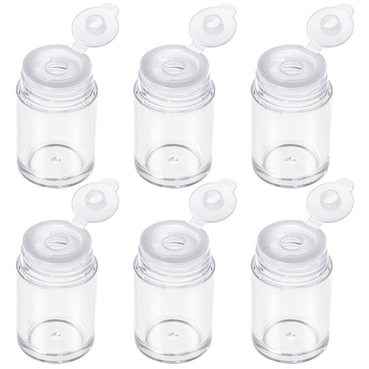 RAYNAG 6 Pieces Mini Empty Loose Powder Bottle, Travel Size Glitter Containers Eye Shadow Powder Shaker Bottle with Sifter and Lids (Single hole)