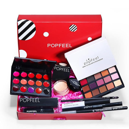 All in One Makeup Kit,Christmas Makeup Kit,Full Starter Cosmetics Set with Eyeshadow Lipstick Palette Mascara Eyebrow Pencil Eyeliner Concealer,Gift Set for Women, Girls & Teens