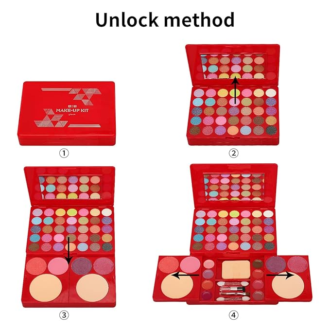All-in-One Makeup Gift Set Travel Makeup Kit Complete Starter Makeup Bundle Lipgloss Lipstick Concealer Blushes Powder Eyeshadow Palette Cosmetic Palette for Teen Girls & Adults #10