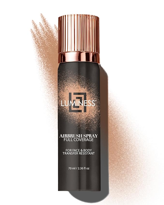 LUMINESS Spray Airbrush Foundation Makeup, Light Tan Shade 090 - Lightweight, Full Coverage Foundation for Face, Neck, & Body - Concealer for Seamless Blending, Natural-Looking Finish, 2.36 fl oz