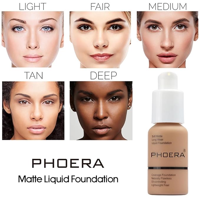 Phoera Foundation,Full Coverage Foundation,Hilareco Concealer Foundation Flawless 30ml Natural Matte Oil Control Concealer Facial Blemish for Women Girls (2 PCS 106 Warm Sun)