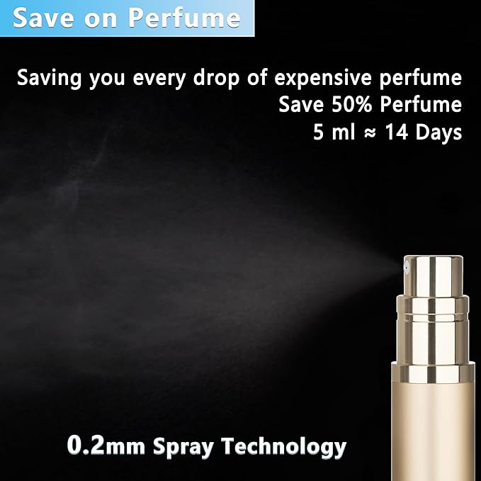 Refillable Perfume Atomizer Travel Bottle 3-Pack 5ml Leakproof Luxury Travel Perfume Refillable Bottle, Portable Fragrance Atomiser (Black & Gold & Silver)