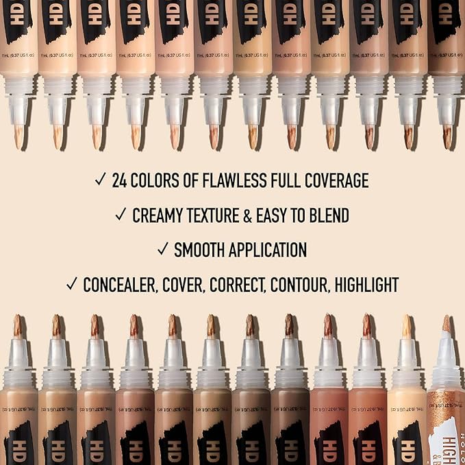 Ruby Kisses HD Concealer & Foundation Flawless Full Cover Brush Face Makeup (Orange Corrector)