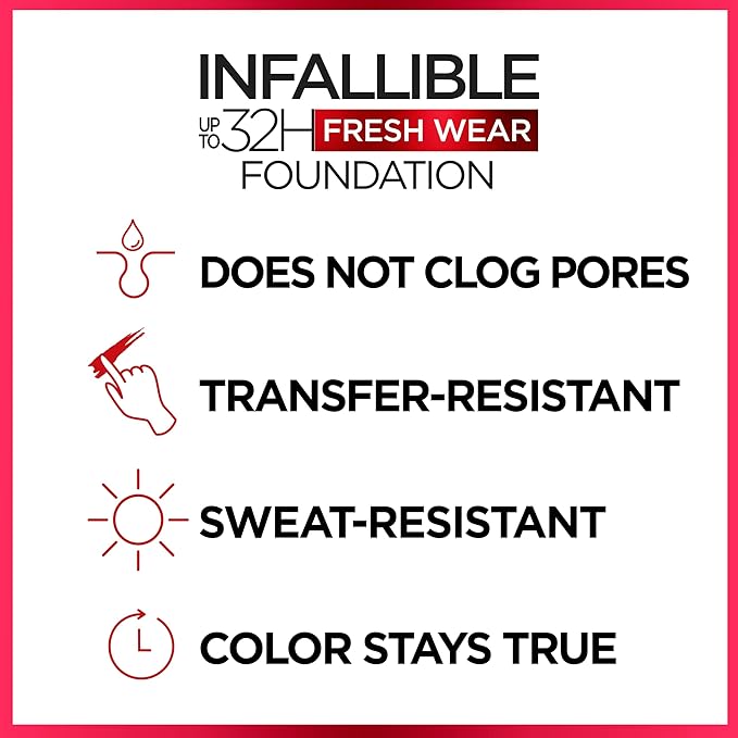 L'Oreal Paris Makeup Infallible Up to 32 Hour Fresh Wear Lightweight Foundation, 511 Maple, 1 Fl Oz, Packaging May Vary