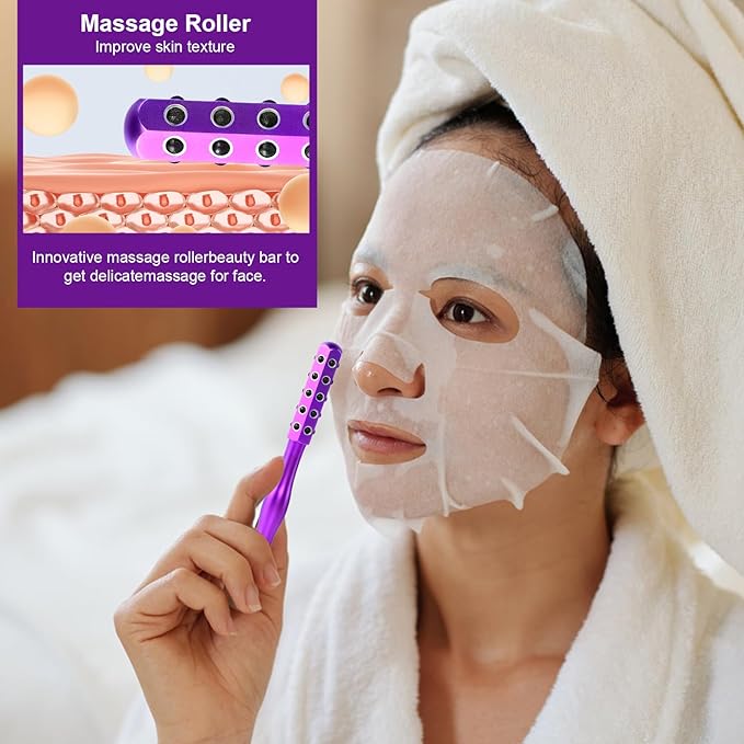 2025 Beauty Roller – Germanium Stone Face Sculpting Tool, Uplift Facial Massaging Beauty Tool, Firming Massage Wand for Skin Tightening, Portable Cooling & Sculpting (Purple)
